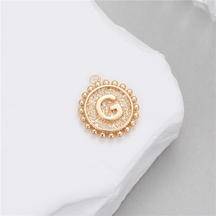 Classic Refined Elegant Women Accessory 14K Round Coin 26 Letter Pendant DIY Accessory Earrings Bracelet