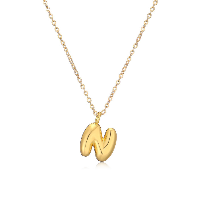 Elegant 18K Gold Plated 26 English Bubble Letter Pendants Necklace Trendy Casual Jewelry Gift