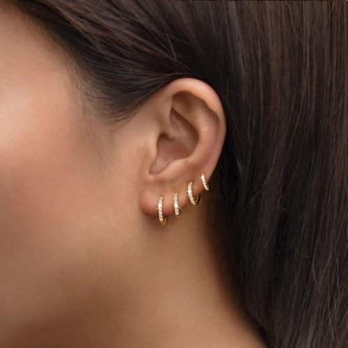 Chic Elegant Gold Plated Simple Zircon Circle Earring Set Trendy Casual Jewelry Gift