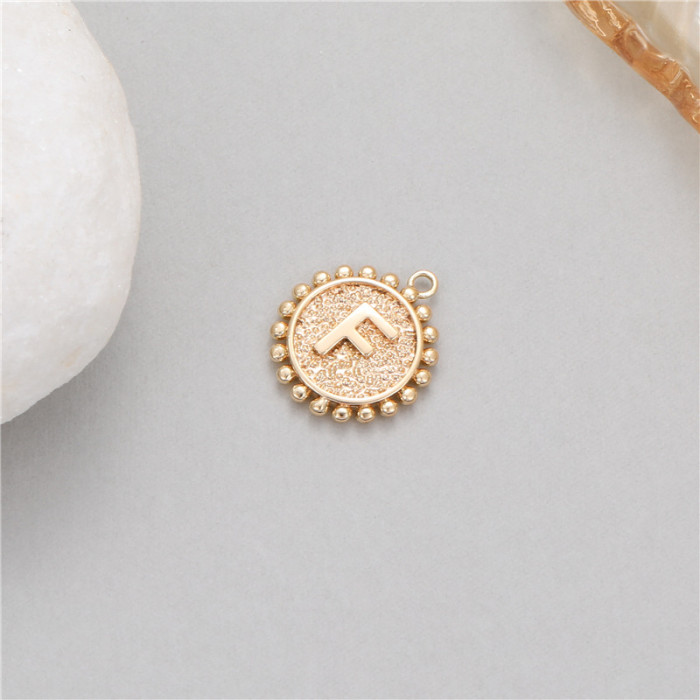 Classic Refined Elegant Women Accessory 14K Round Coin 26 Letter Pendant DIY Accessory Earrings Bracelet