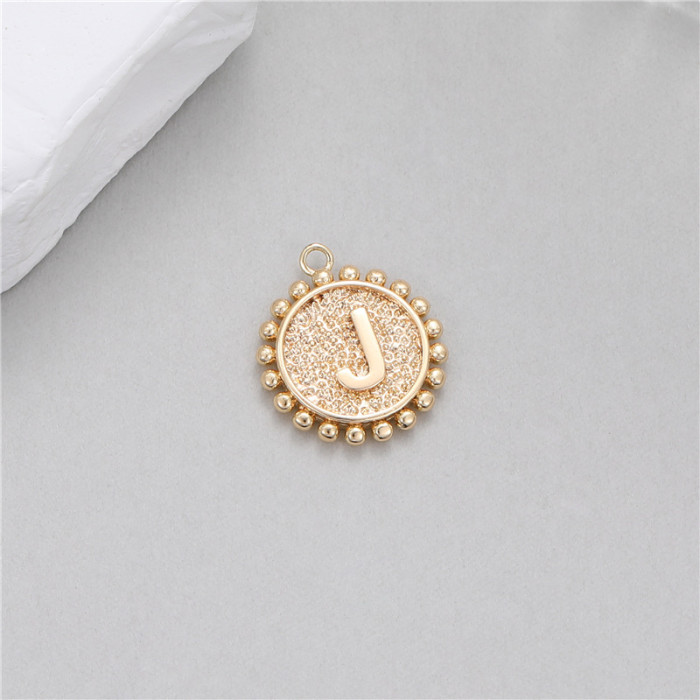 Classic Refined Elegant Women Accessory 14K Round Coin 26 Letter Pendant DIY Accessory Earrings Bracelet