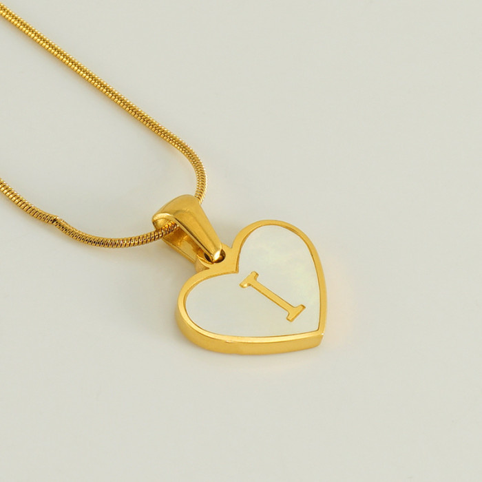 Elegant 18K Gold Plated Stainless Steel Shell English Letter Necklace Party Festival Trendy Casual Jewelry Gift