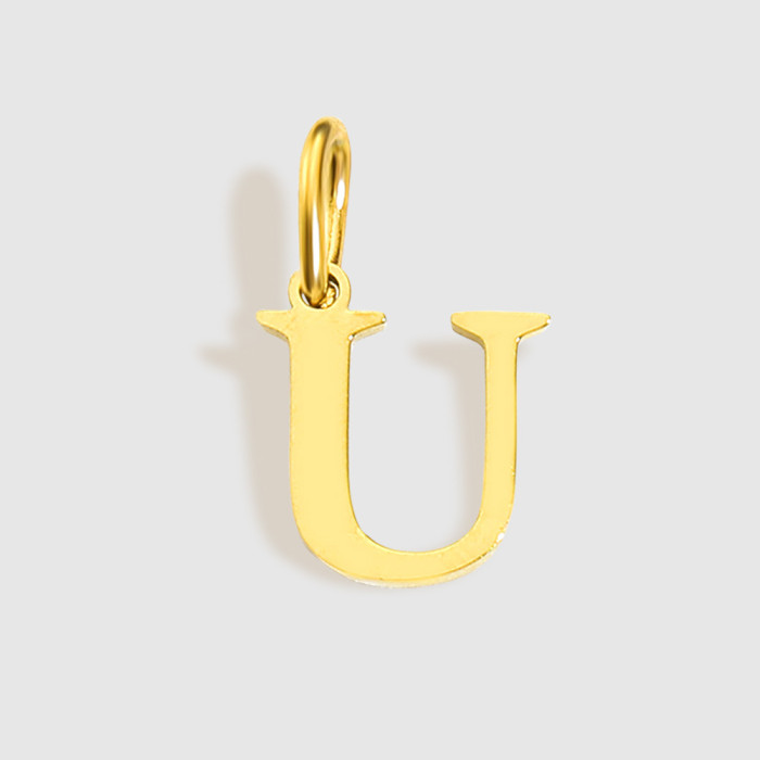 Handmade DIY Jewelry Accessories 18K Gold Plated Stainless Steel 26 English Letters Pendant Wholesale, Necklaces