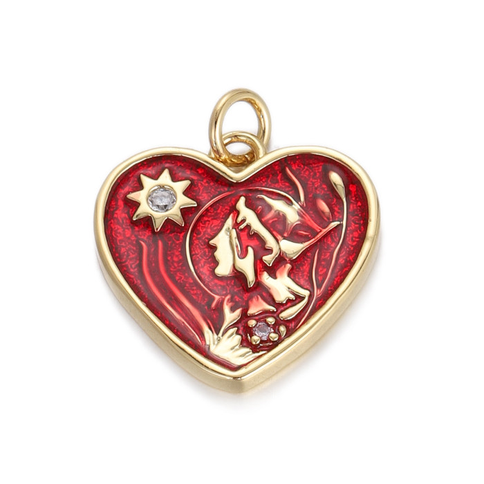 Chic Customizable Hypoallergenic Drop Oil Heart Pendant Handmade DIY Jewelry Accessories