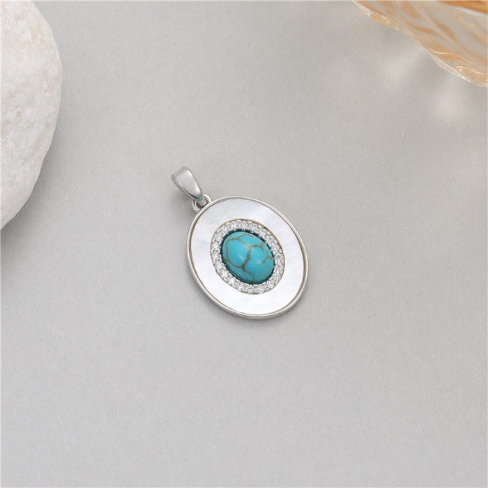 Chic Elegant 14K Gold Plated Turquoise Zircon Pendant Handmade DIY Jewelry Accessories, Necklaces