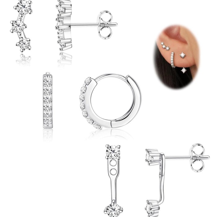 Elegant Women Jewelry Water Drop Circle Zircon Earrings Personality 6pcs/ Set Trendy Party Festival Casual Jewelry Gift