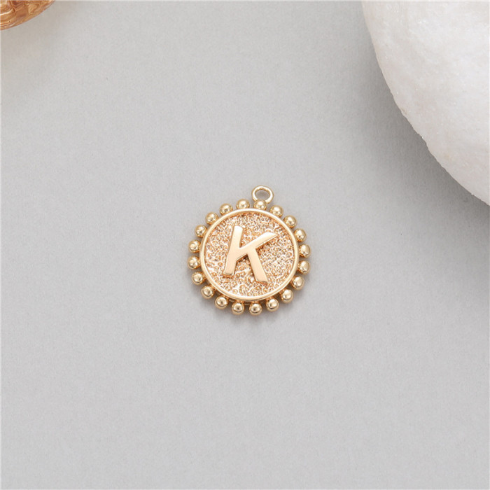Classic Refined Elegant Women Accessory 14K Round Coin 26 Letter Pendant DIY Accessory Earrings Bracelet