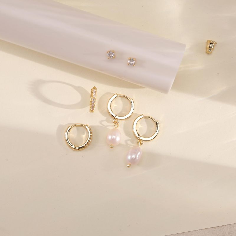 Classic 3pcs/Sets Pearl Earring Simple Geometry stud Earrings Piercing Elegant Women Jewelry