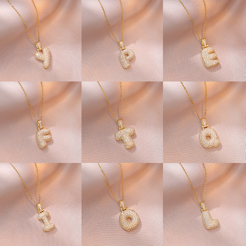 Hypoallergenic Gold Plated Neccklce Micro-inlaid Zircon 26 English Letter Necklace Jewelry