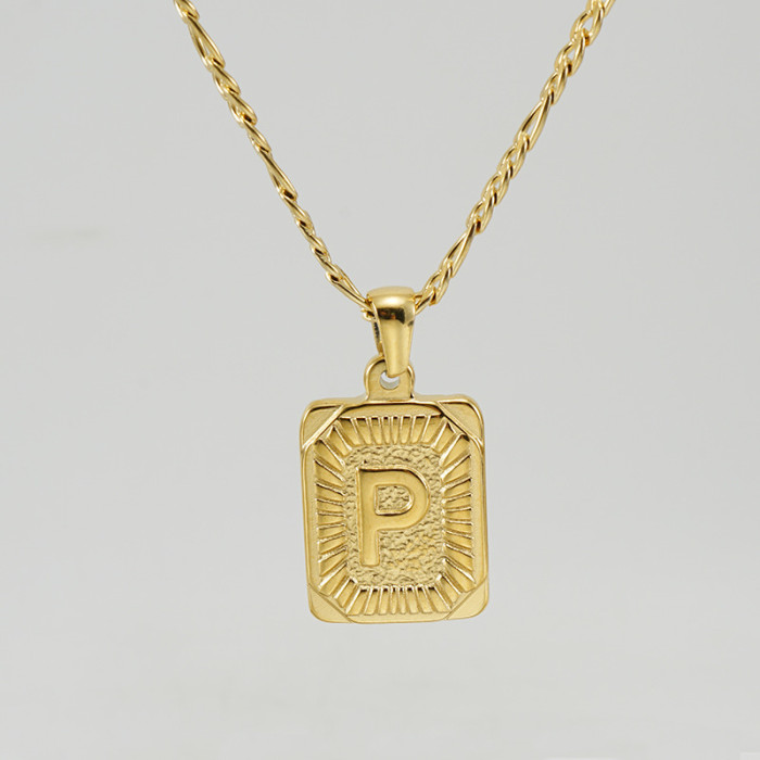 Hip Hop Jewelry 18K Gold Plated Stainless Steel Pendant 26 Letter Necklace Trendy Casual Jewelry Gift