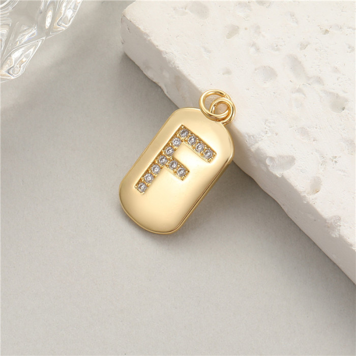 Classic Refined Elegant Women 26 English Letter Pendant 14K Zircon Mini Tag DIY Handmade Necklace Bracelet Accessory
