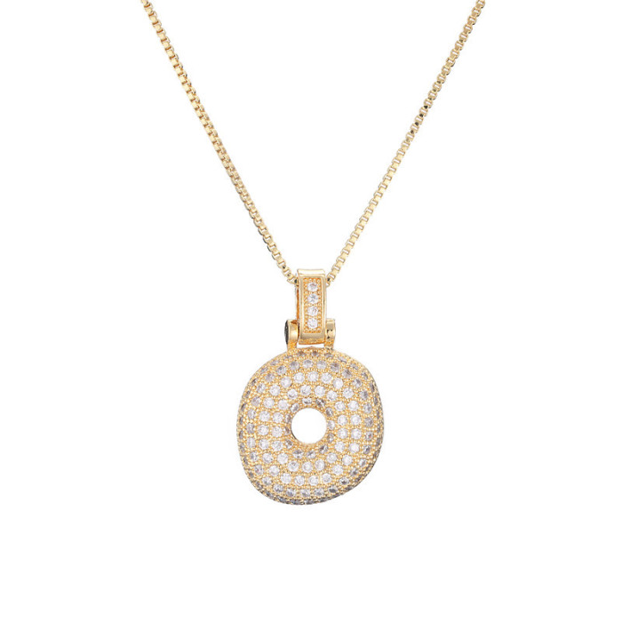 Chic Dainty Elegant Micro-inlaid Zircon 26 English Letter Pendant Necklace Party Jewelry Gift