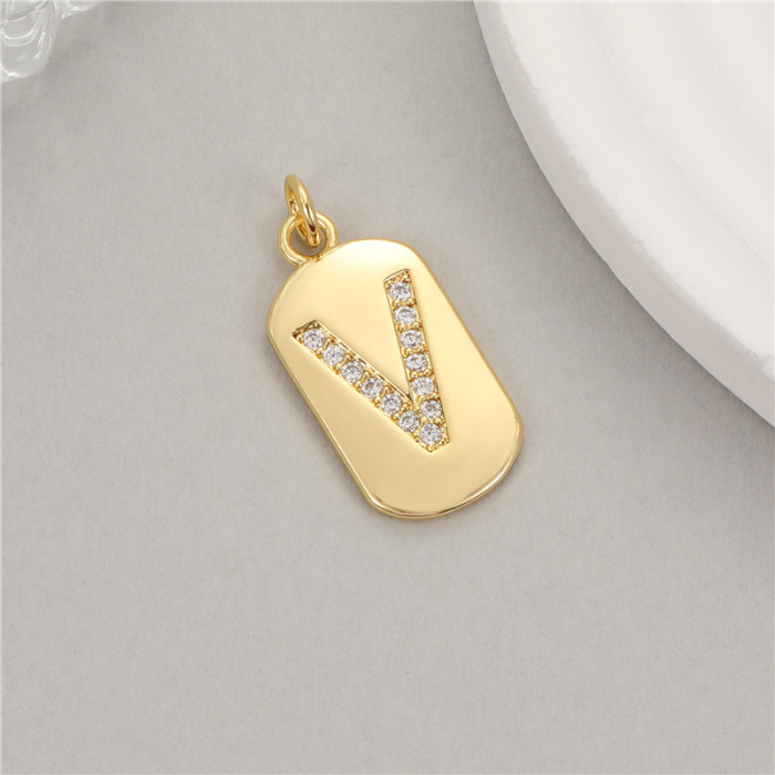 Classic Refined Elegant Women 26 English Letter Pendant 14K Zircon Mini Tag DIY Handmade Necklace Bracelet Accessory
