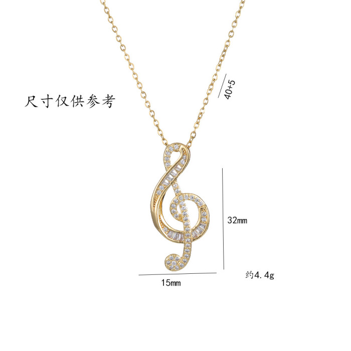 Dainty Elegant Gold Plated Stainless Steel Note Design Pendant Necklace For Women Trendy Party Festival Casual jewelry Gift