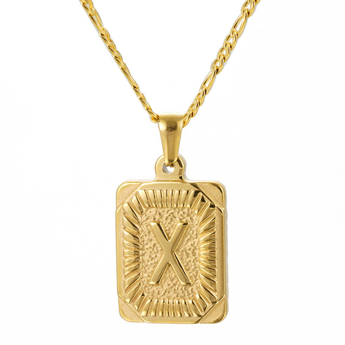 Hip Hop Jewelry 18K Gold Plated Stainless Steel Pendant 26 Letter Necklace Trendy Casual Jewelry Gift