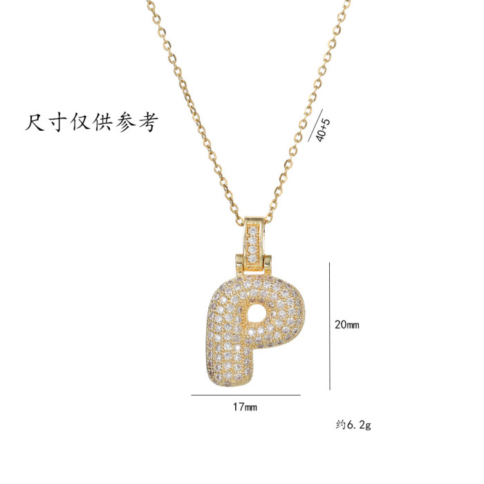 Hypoallergenic Gold Plated Neccklce Micro-inlaid Zircon 26 English Letter Necklace Jewelry