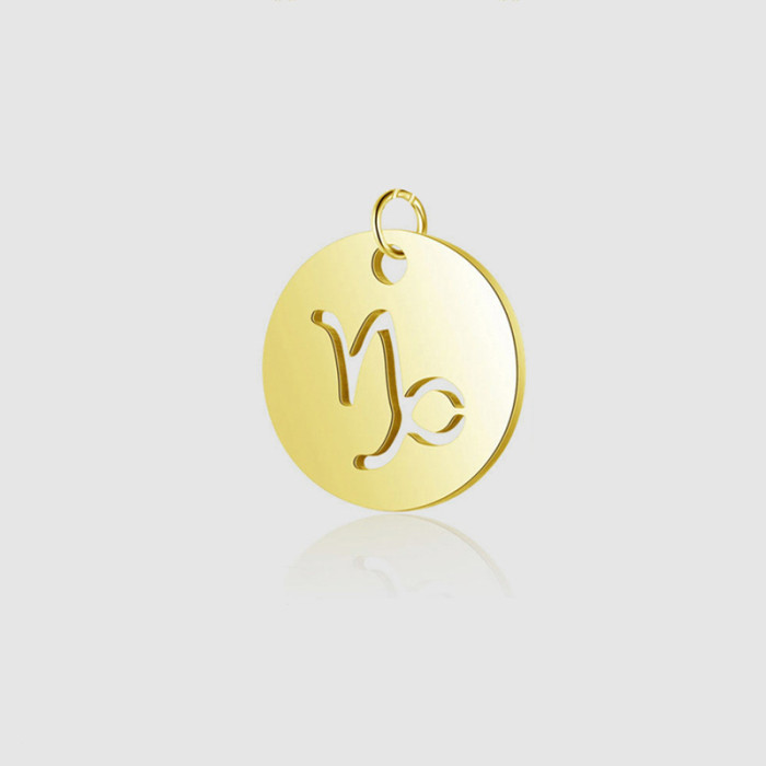 18k Gold Plated Round Hollow 12 Twelve Constellations Pendant Handmade DIY Jewelry Accessories