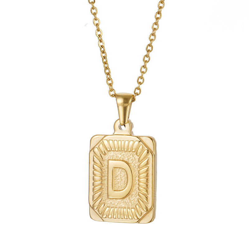 18K Gold Plated Square Brand Stainless Steel 26 Letter Pendant Fashion English Letter Necklace Wholesale 216045362772