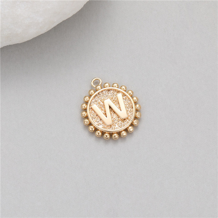 Classic Refined Elegant Women Accessory 14K Round Coin 26 Letter Pendant DIY Accessory Earrings Bracelet