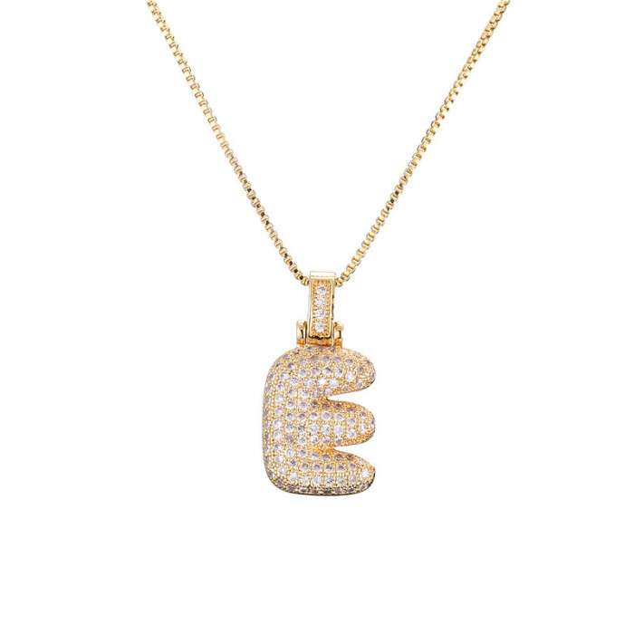 Chic Dainty Elegant Micro-inlaid Zircon 26 English Letter Pendant Necklace Party Jewelry Gift