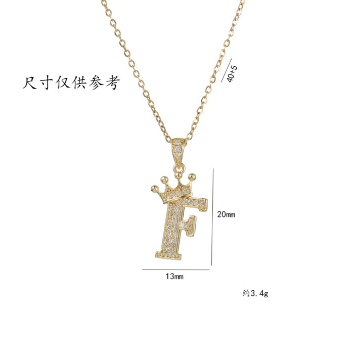 Classic Refined Elegant Women Zircon Crown English Letter Pendant Party Festival Trendy Casual Jewelry Gift