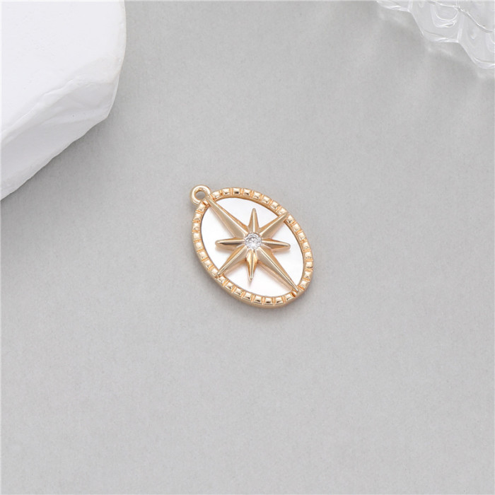 Refined Elegant 14K Gold Zircon White Shell Sun Pendant Bracelet Necklace Earrings Handmade DIY Jewelry Accessories