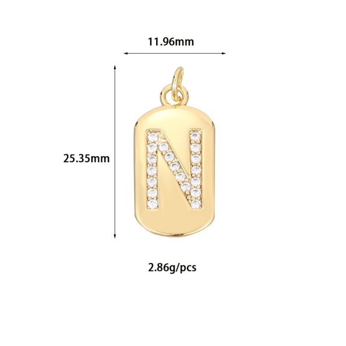 Classic Refined Elegant Women 26 English Letter Pendant 14K Zircon Mini Tag DIY Handmade Necklace Bracelet Accessory