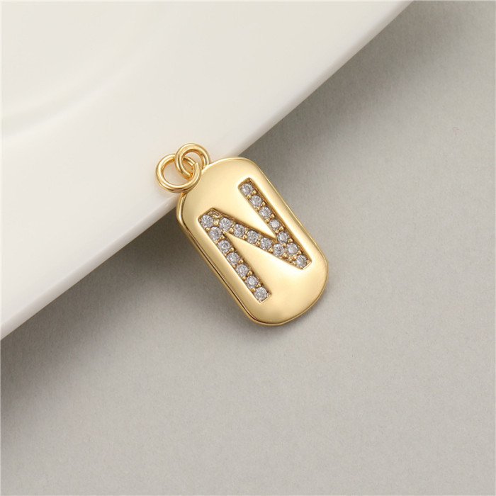 Classic Refined Elegant Women 26 English Letter Pendant 14K Zircon Mini Tag DIY Handmade Necklace Bracelet Accessory