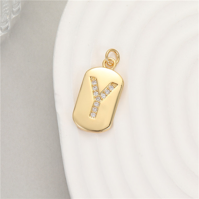 Classic Refined Elegant Women 26 English Letter Pendant 14K Zircon Mini Tag DIY Handmade Necklace Bracelet Accessory
