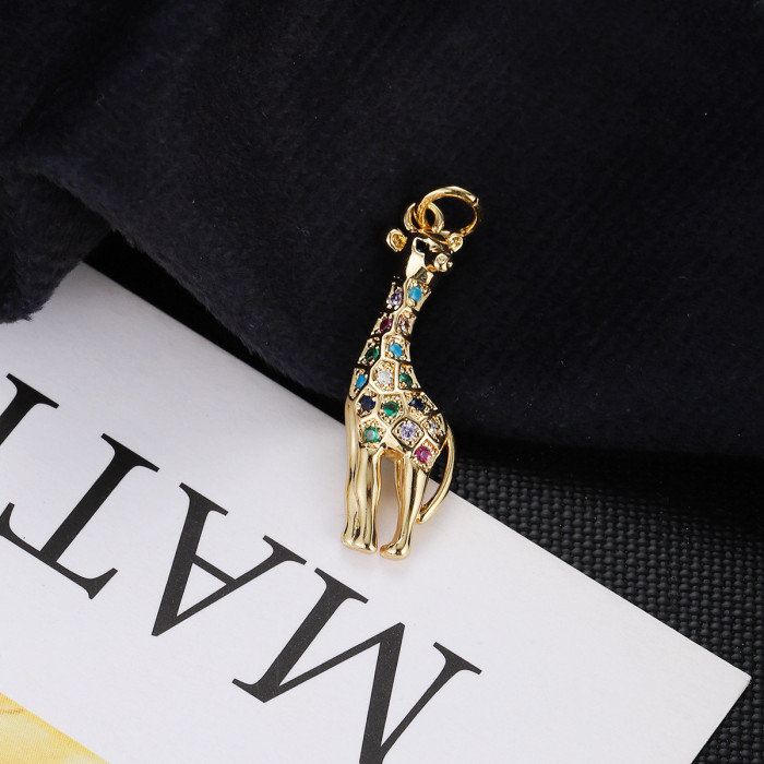 Chic Customizable Hypoallergenic Ice Cream Umbrella Giraffe Pendant with Zircon Necklace Bracelet Handmade DIY Accessory