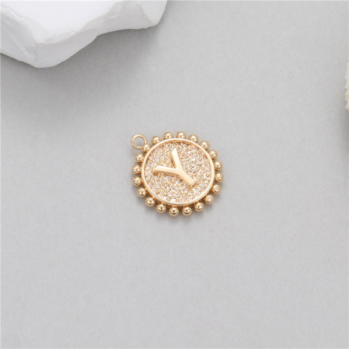 Classic Refined Elegant Women Accessory 14K Round Coin 26 Letter Pendant DIY Accessory Earrings Bracelet