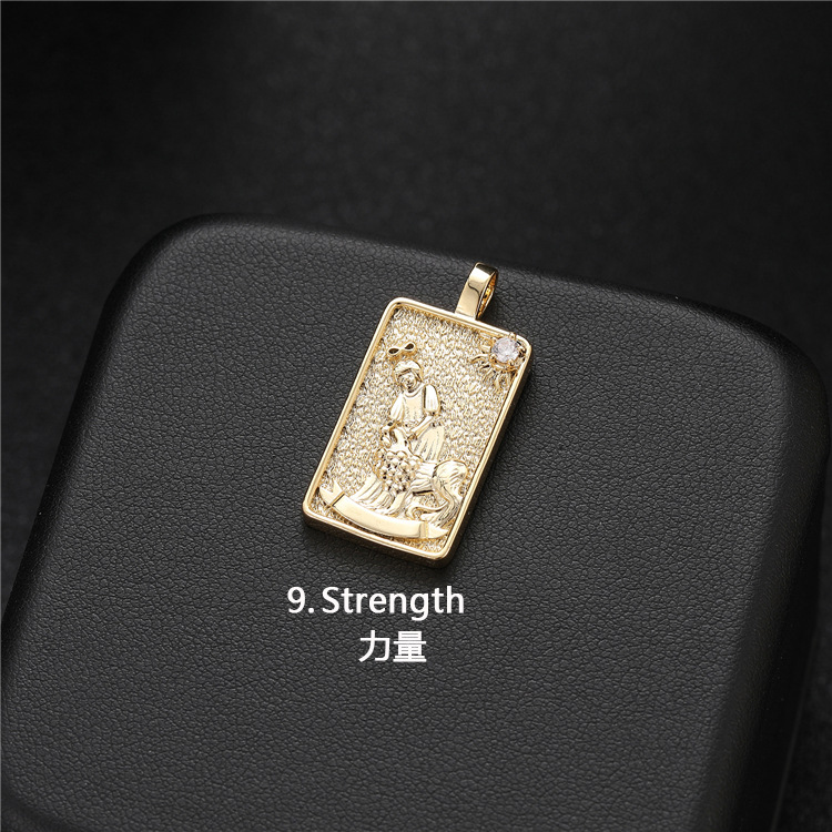 Chic Hypoallergenic 14K Gold Micro Inset Zircon Hanging Tarot Card Pendant Diy Jewelry Accessories 216045376671