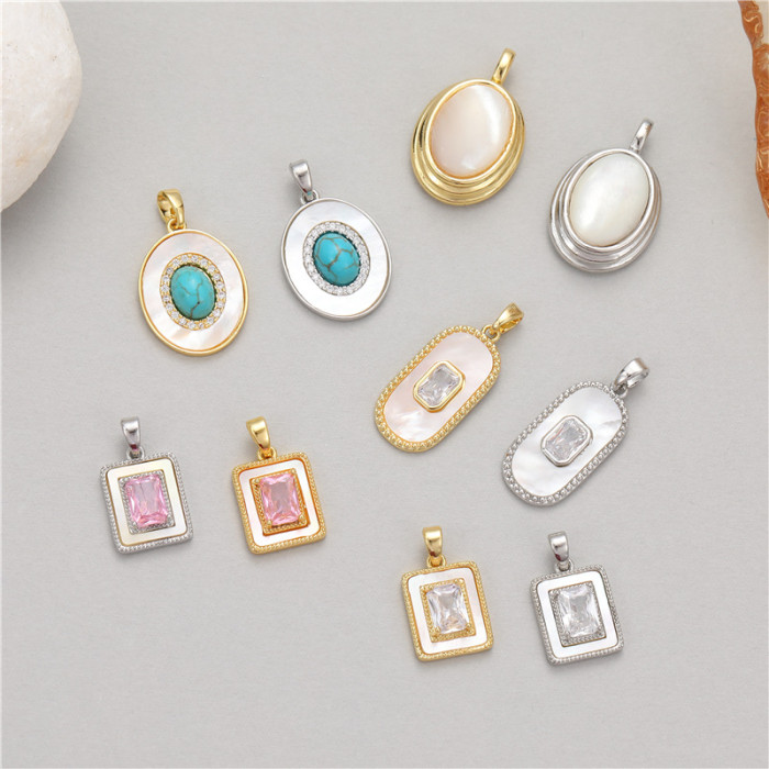 Chic Elegant 14K Gold Plated Turquoise Zircon Pendant Handmade DIY Jewelry Accessories, Necklaces