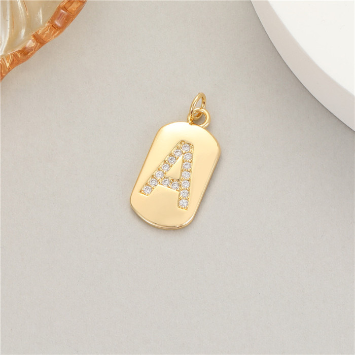 Classic Refined Elegant Women 26 English Letter Pendant 14K Zircon Mini Tag DIY Handmade Necklace Bracelet Accessory