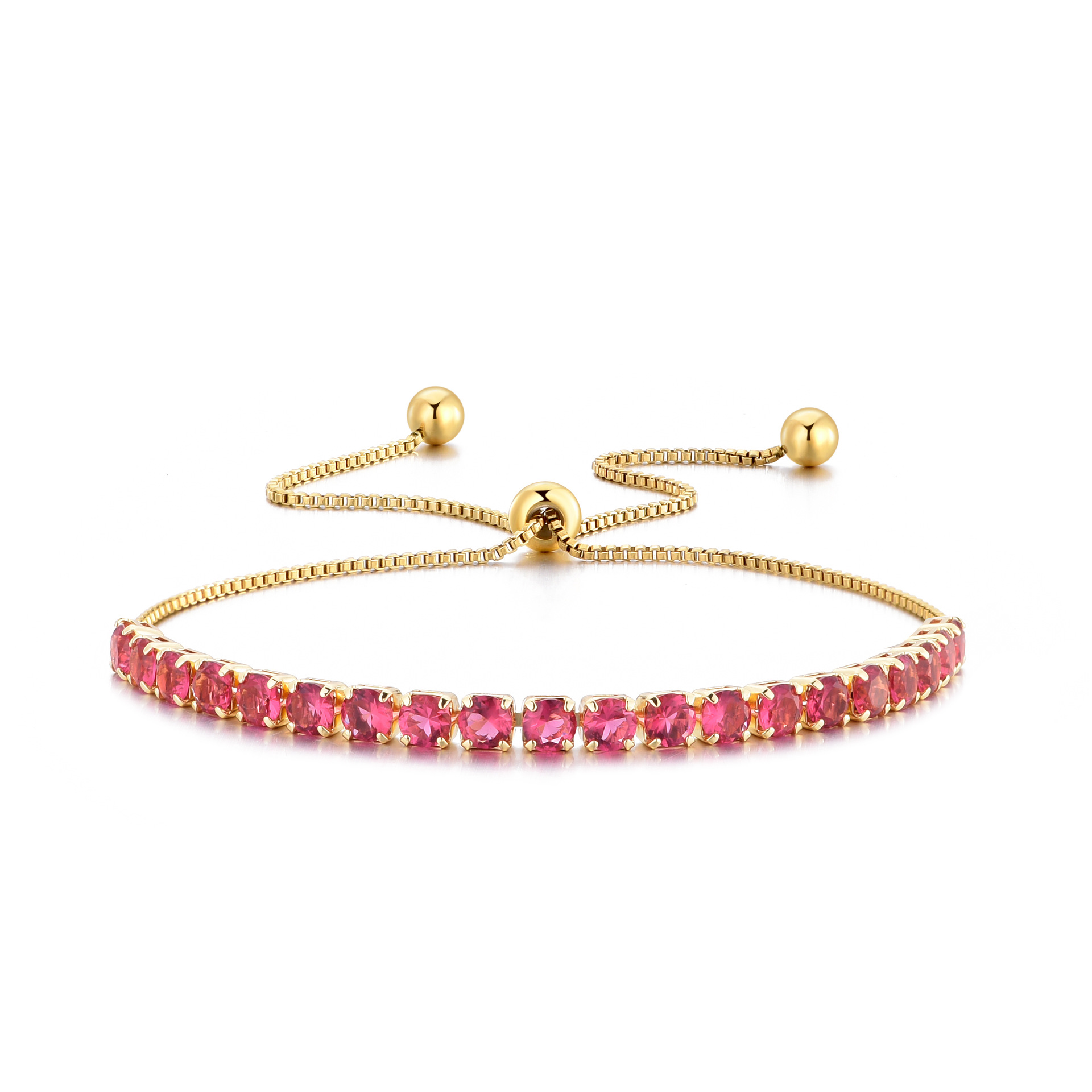 Classic Refined Chic Elegant 18K Gold Stainless Steel Zircon Bracelet Adjustable Single Row Zircon Bracelet 216045369045