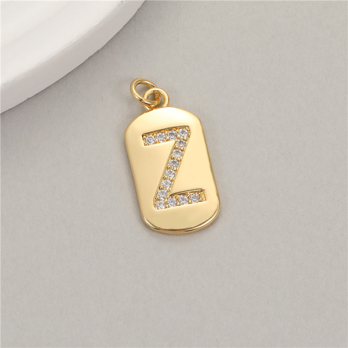Classic Refined Elegant Women 26 English Letter Pendant 14K Zircon Mini Tag DIY Handmade Necklace Bracelet Accessory