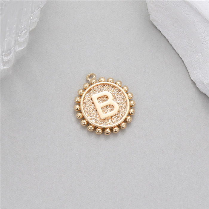 Classic Refined Elegant Women Accessory 14K Round Coin 26 Letter Pendant DIY Accessory Earrings Bracelet