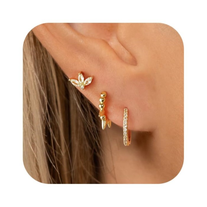 Classic Mini Zircon Ear Hoop Earrings Sets for Women Stylish Trendy Party Festival Casual Jewelry Gift