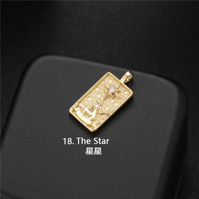 Chic Hypoallergenic 14K Gold Micro-inset Zircon Hanging Tarot Card Pendant DIY Jewelry Accessories