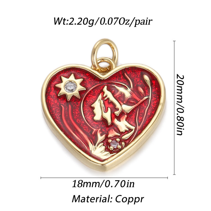 Chic Customizable Hypoallergenic Drop Oil Heart Pendant Handmade DIY Jewelry Accessories