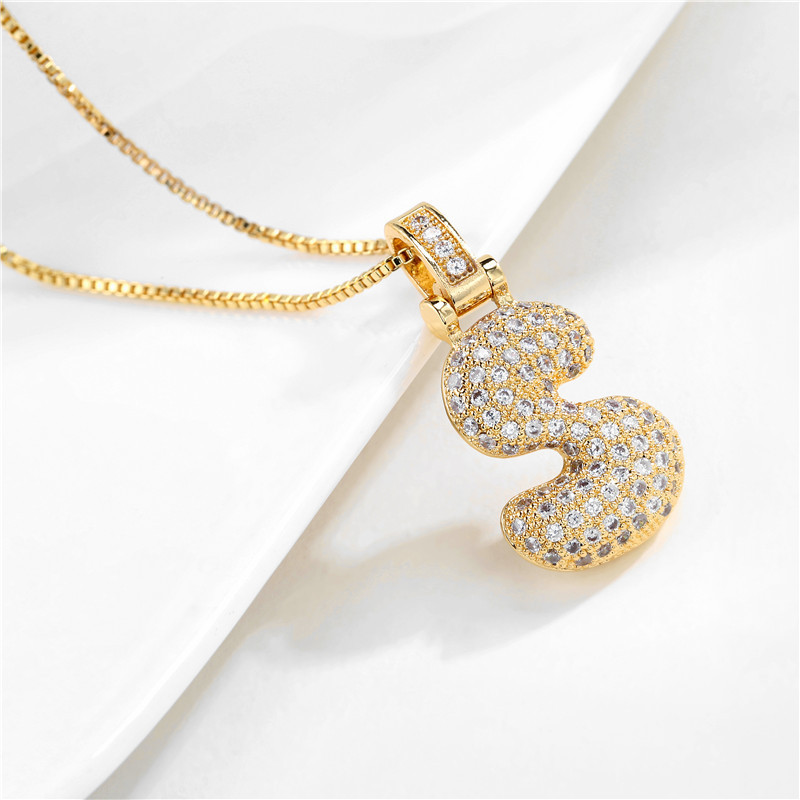Chic Dainty Elegant Micro-inlaid Zircon 26 English Letter Pendant Necklace Party Jewelry Gift