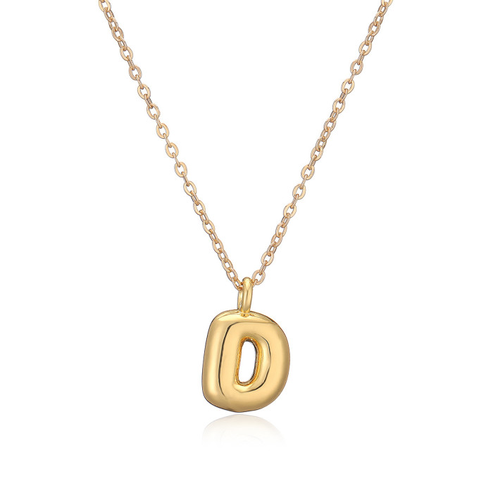 Elegant 18K Gold Plated 26 English Bubble Letter Pendants Necklace Trendy Casual Jewelry Gift