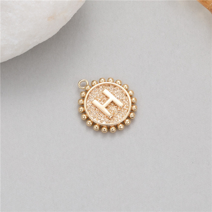 Classic Refined Elegant Women Accessory 14K Round Coin 26 Letter Pendant DIY Accessory Earrings Bracelet