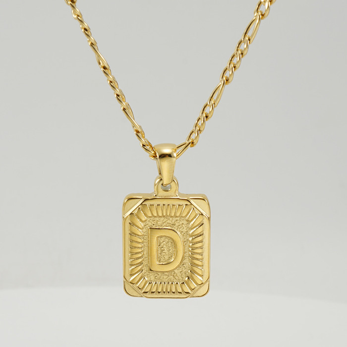 Hip Hop Jewelry 18K Gold Plated Stainless Steel Pendant 26 Letter Necklace Trendy Casual Jewelry Gift
