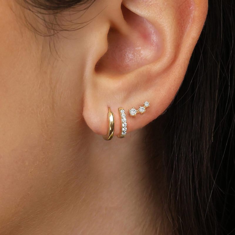 Elegant Women Jewelry Zircon Simple Gold Circle Earrings 3pcs/ Set Party Festival Casual Jewelry Gift