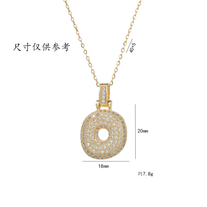 Hypoallergenic Gold Plated Neccklce Micro-inlaid Zircon 26 English Letter Necklace Jewelry