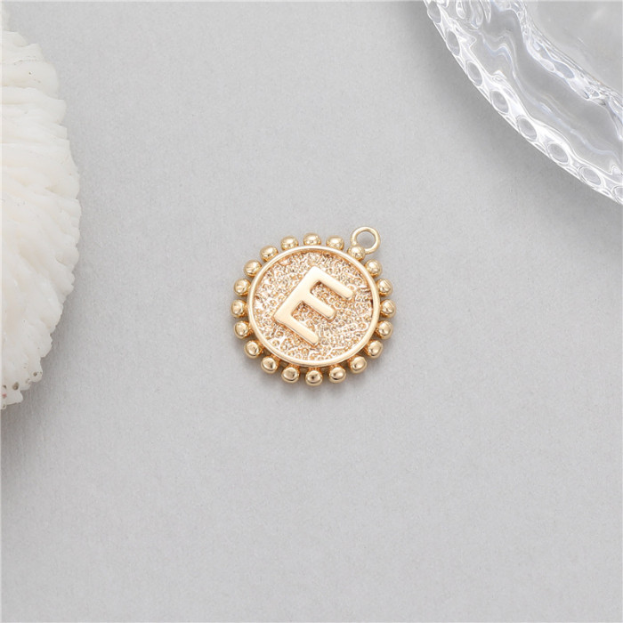 Classic Refined Elegant Women Accessory 14K Round Coin 26 Letter Pendant DIY Accessory Earrings Bracelet