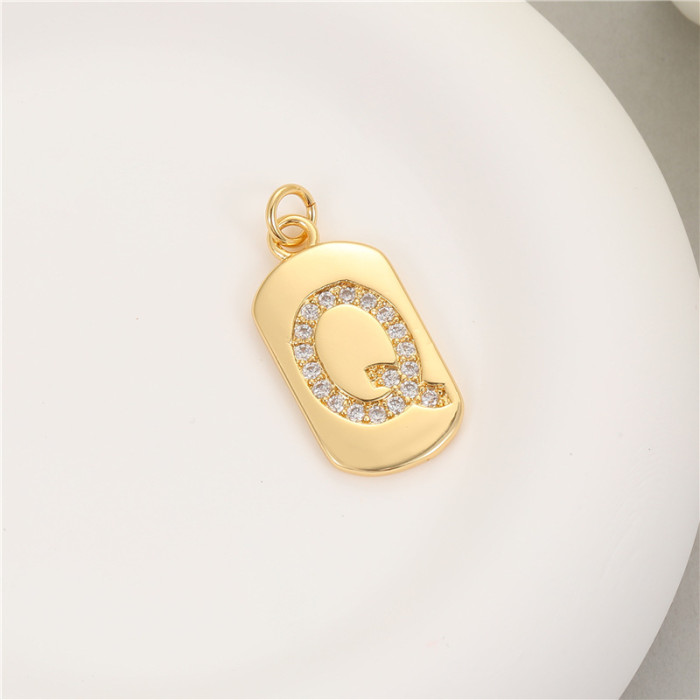 Classic Refined Elegant Women 26 English Letter Pendant 14K Zircon Mini Tag DIY Handmade Necklace Bracelet Accessory