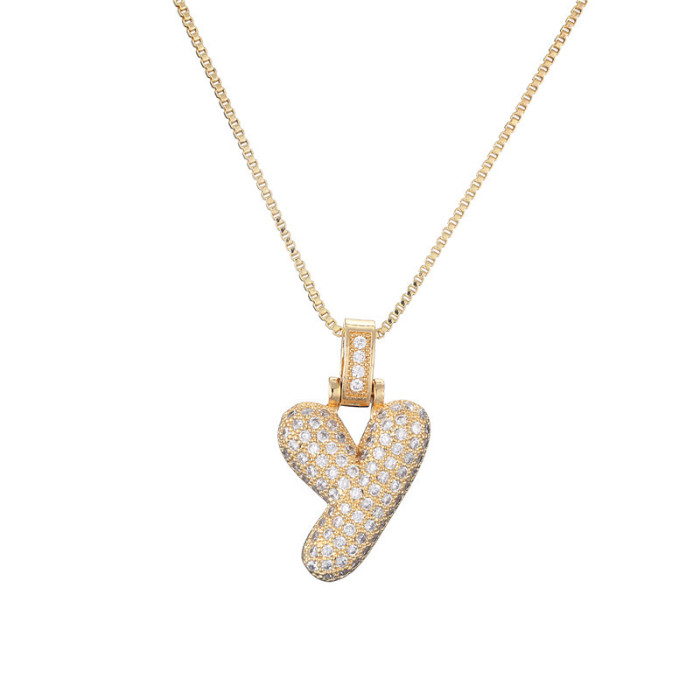 Chic Dainty Elegant Micro-inlaid Zircon 26 English Letter Pendant Necklace Party Jewelry Gift