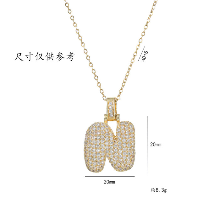 Hypoallergenic Gold Plated Neccklce Micro-inlaid Zircon 26 English Letter Necklace Jewelry